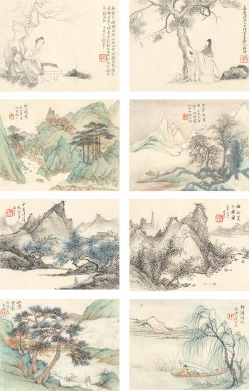 Landscapes and figures by 
																	 Zhu Cheng