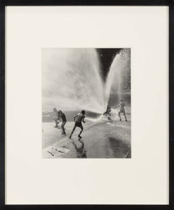 Children Playing in Fire Hydrant by 
																			Fritz Neugass