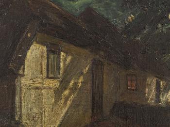 Village at Night by 
																			Ludwig Julius Christian Dettmann