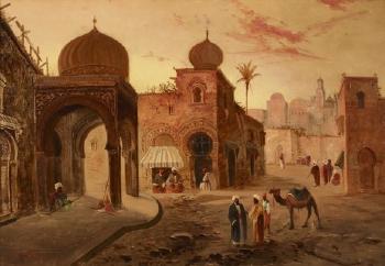 Oriental street scene by 
																			Henry S Lynton