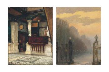 The Hall, Leighton House; and Queen's Gate after a heavy shower by 
																	Margaret Badenoch