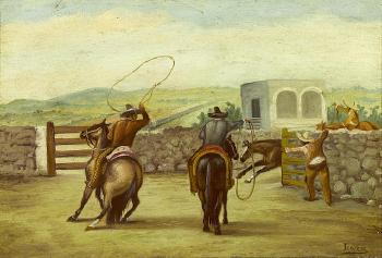 Vaqueros roping a horse by 
																	Ernesto Icaza