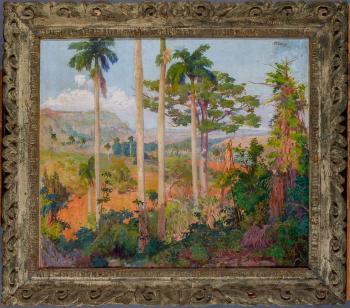 Cuban landscape with palm trees by 
																			Universo Picazo Carrera