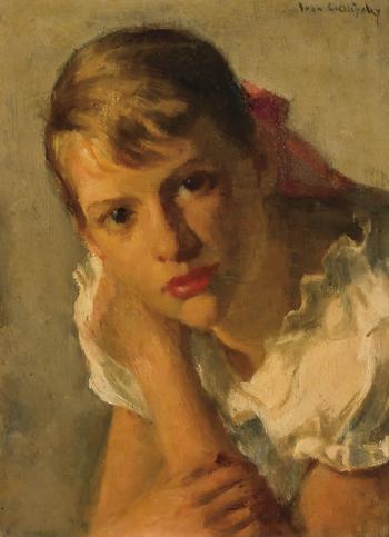 Girl with a red bow by 
																			Ivan G Olinsky