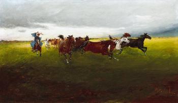 Horses gallopping by 
																	Laszlo Pataky von Sospatak