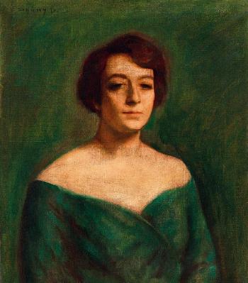 Woman in green dress by 
																	Dezso Czigany