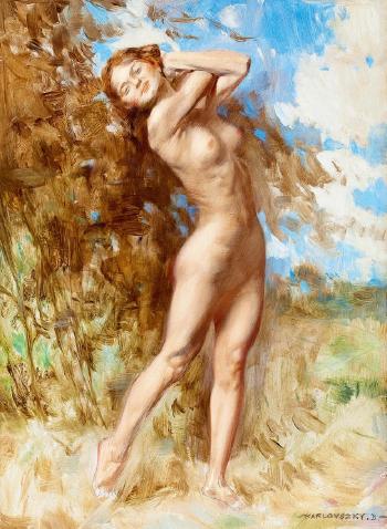 Nude in open-air (swing) by 
																	Bertalan de Karlovsky