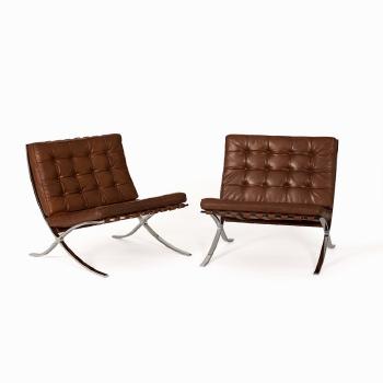 Pair of Barcelona Chairs by 
																			 Knoll International