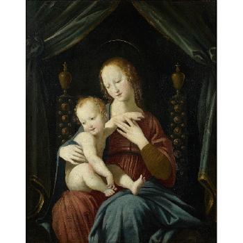 Vierge à l’enfant sous un dais by 
																			 Piedmontese School