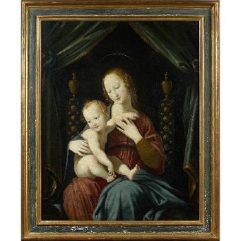 Vierge à l’enfant sous un dais by 
																			Bernardino Lanino