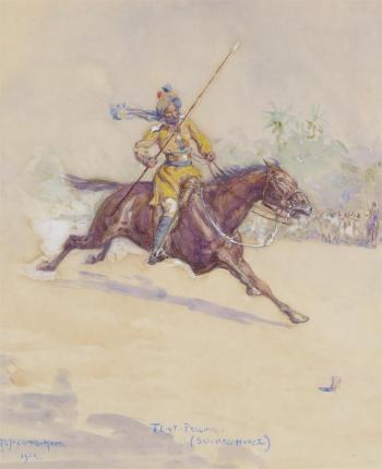 Tent pegging (Skinner's Horse) by 
																	George Percy Jacomb-Hood