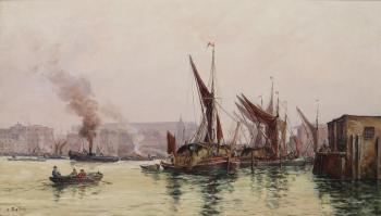 The Thames at Blackfriars by 
																	Auguste Ballin