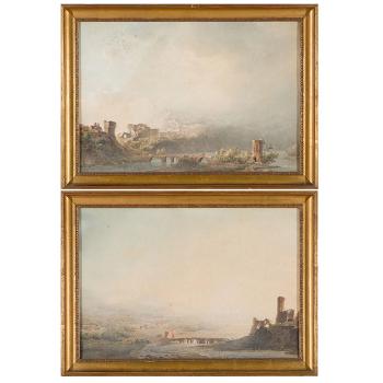 Due paesaggi d’invenzione by 
																	Giuseppe Pietro Bagetti