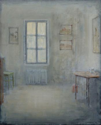 Interior with window and teapot on table by 
																	Albert Hadjiganev