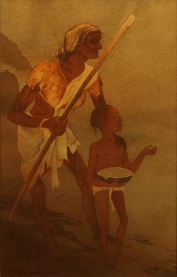 Beggar and child by 
																	K Venkatappa