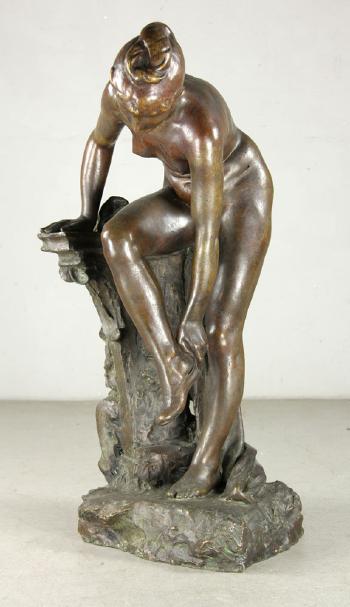 Young nude bather by 
																			Louis-Henry Devillez