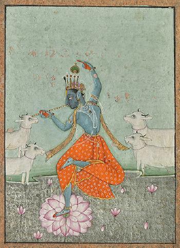 Dacing Krishna with Cows by 
																	Ahmed Kasam