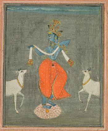 Krishna flanked by two Cows by 
																	 Gulabo