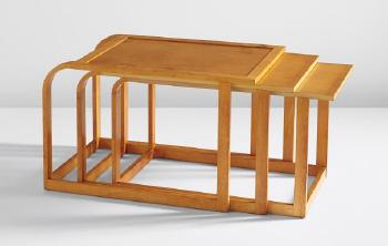 Rare complete set of three nesting tables, from the 'Flexible Home Arrangements' line by 
																	J Robert F Swanson