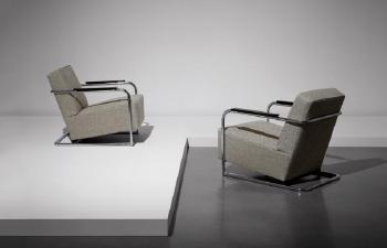 Pair of armchairs from the apartment building at 7, rue Méchain, Paris by 
																	Robert Mallet-Stevens