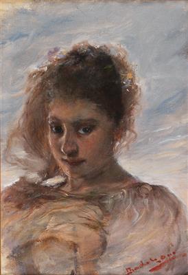 Portrait of a Young Woman against a background of clouds by 
																			Otto Baditz