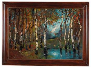 Birch Wood in Autumn by 
																			Jeno Kasznar