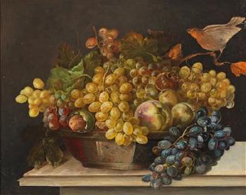 Still Life with Grapes in a Bowl by 
																			Sebastian Wegmayr