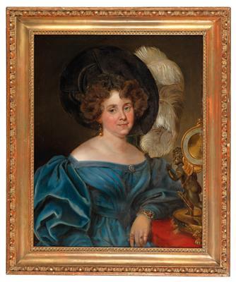 Portrait of a Lady with Feathered Hat by 
																			Ferdinand von Lutgendorf