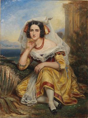 Girl from Frascati in Traditional Costume by 
																			Francois Gabriel Lepaulle