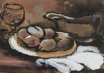 Still Life with a Glass and Fruit by 
																	Frantisek Kalab
