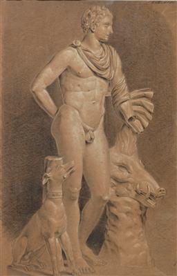 Adonis with Hunting Dog and the Head of a Boar; Study after a Sculpture by 
																			Josef Danhauser