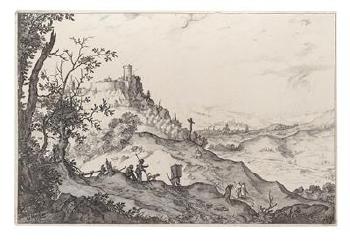 Landscape with Fortress (Landscape with Daidalos and Icarus) by 
																	Claes Jansz Visscher