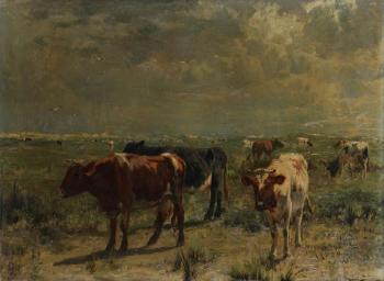 Cows in the dunes by 
																	Emile van Damme-Sylva