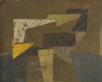 Composition abstraite en brun et jaune by 
																	Ljubica Cuca Sokic