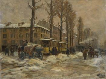 Vecchia Milano sotto la neve by 
																	Carlo Balestrini
