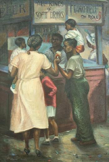 Family at the refreshment stand by 
																			Lena Gurr
