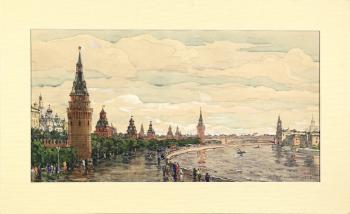 View of the Kremlin from the Moscow River by 
																			Boris Fedorovitch Rybchenkov
