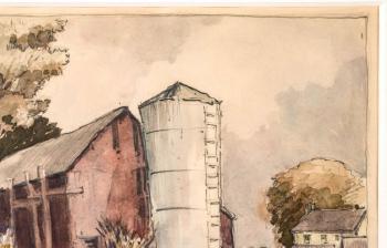 Farm scene by 
																			Leon Pescheret