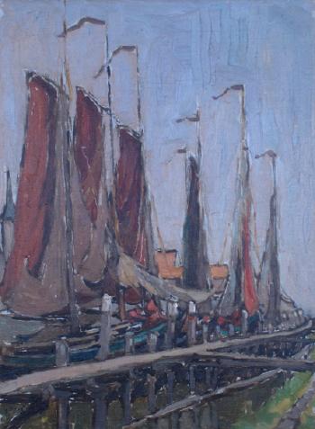 Summer, the boats in Harbour at Volendam, Holland by 
																			Georgina Moutray Kyle