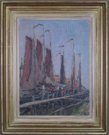 Summer, the boats in Harbour at Volendam, Holland by 
																			Georgina Moutray Kyle