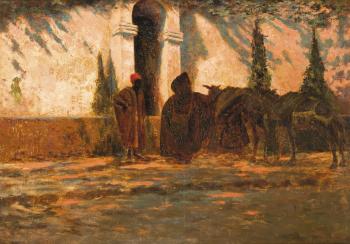 Marocains à la fontaine by 
																	Charles Dagnac-Riviere