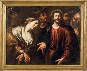 Cristo e l'Adultera by 
																	 Maestro di Monticelli D'Ongina