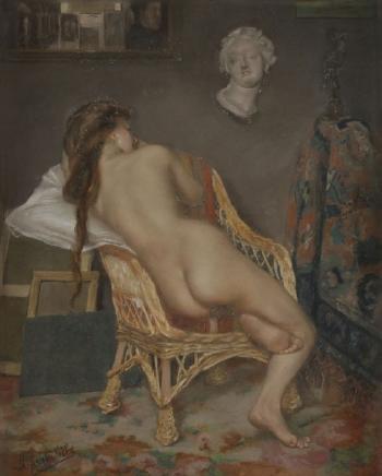 Modèle nu dans l’atelier by 
																	Gennaro Avitabile