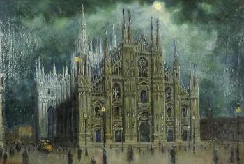 Blick auf den Dom in Mailand im Licht des Vollmonds by 
																	Gaetano Galeazzi