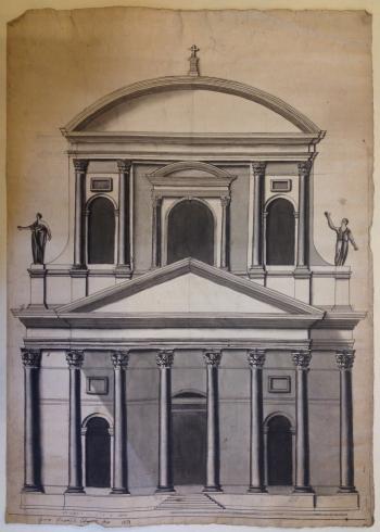 Fassade einer Kirche mit acht Säulen by 
																	Giacomo Fioroni Di Balmuccia
