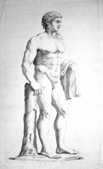 Stehende, männliche Statue mit Kugel. Stehende, männliche Statue by 
																			Michel Natalis