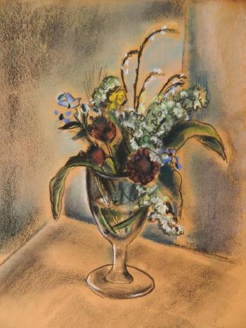 Flowers in a glass by 
																			Andree Ruellan