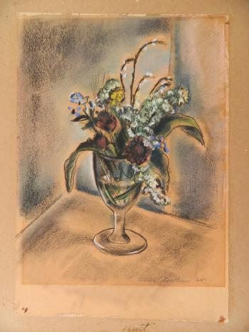 Flowers in a glass by 
																			Andree Ruellan