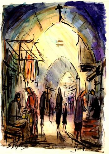 An alley in Jerusalem by 
																	Zvi Raphaely