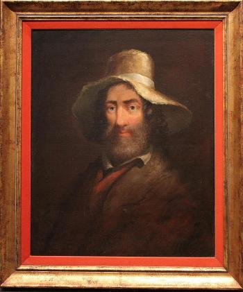 Portrait of a man in a straw hat by 
																			John Neagle